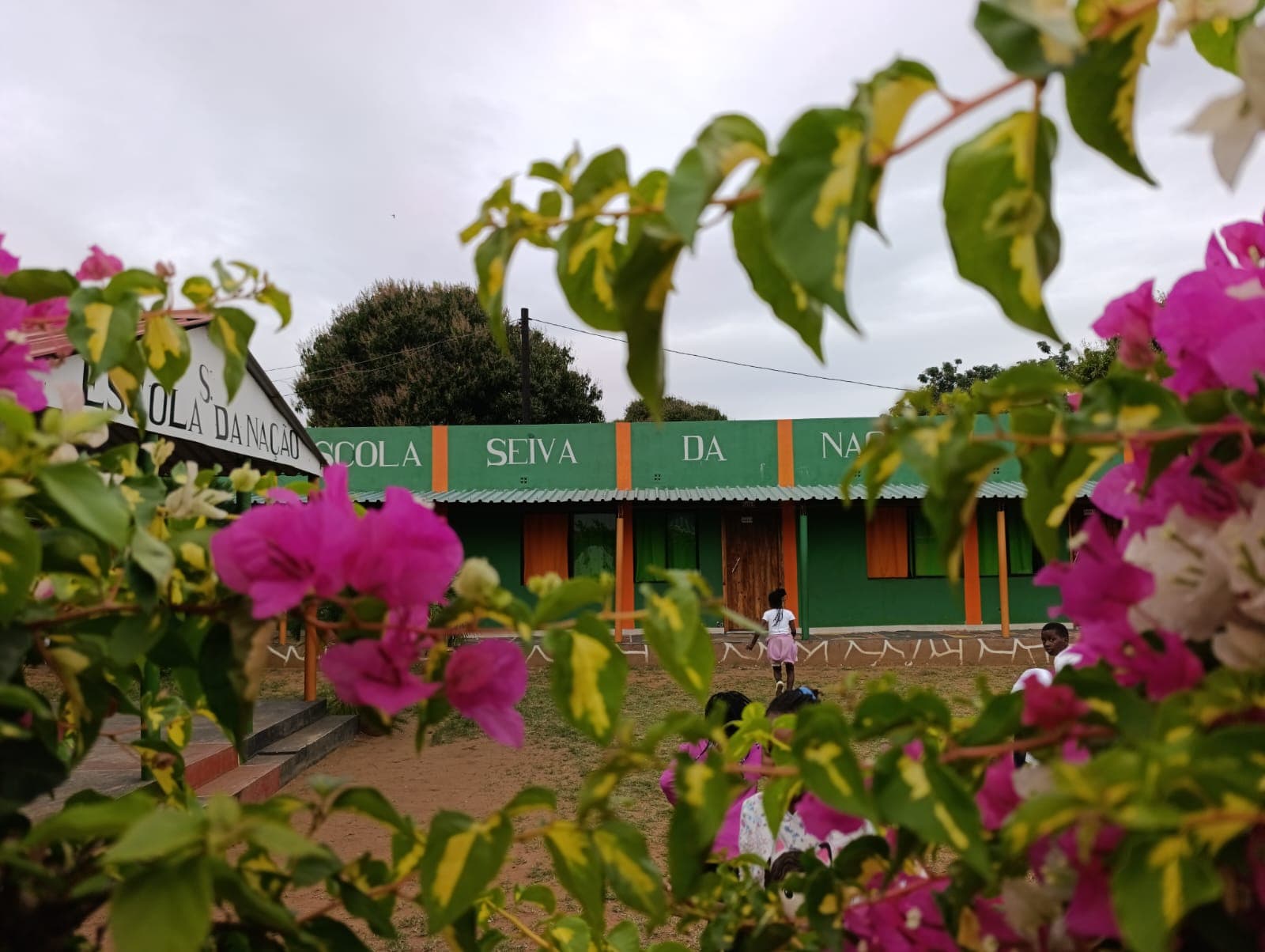O jardim que rodeia o edifício principal.